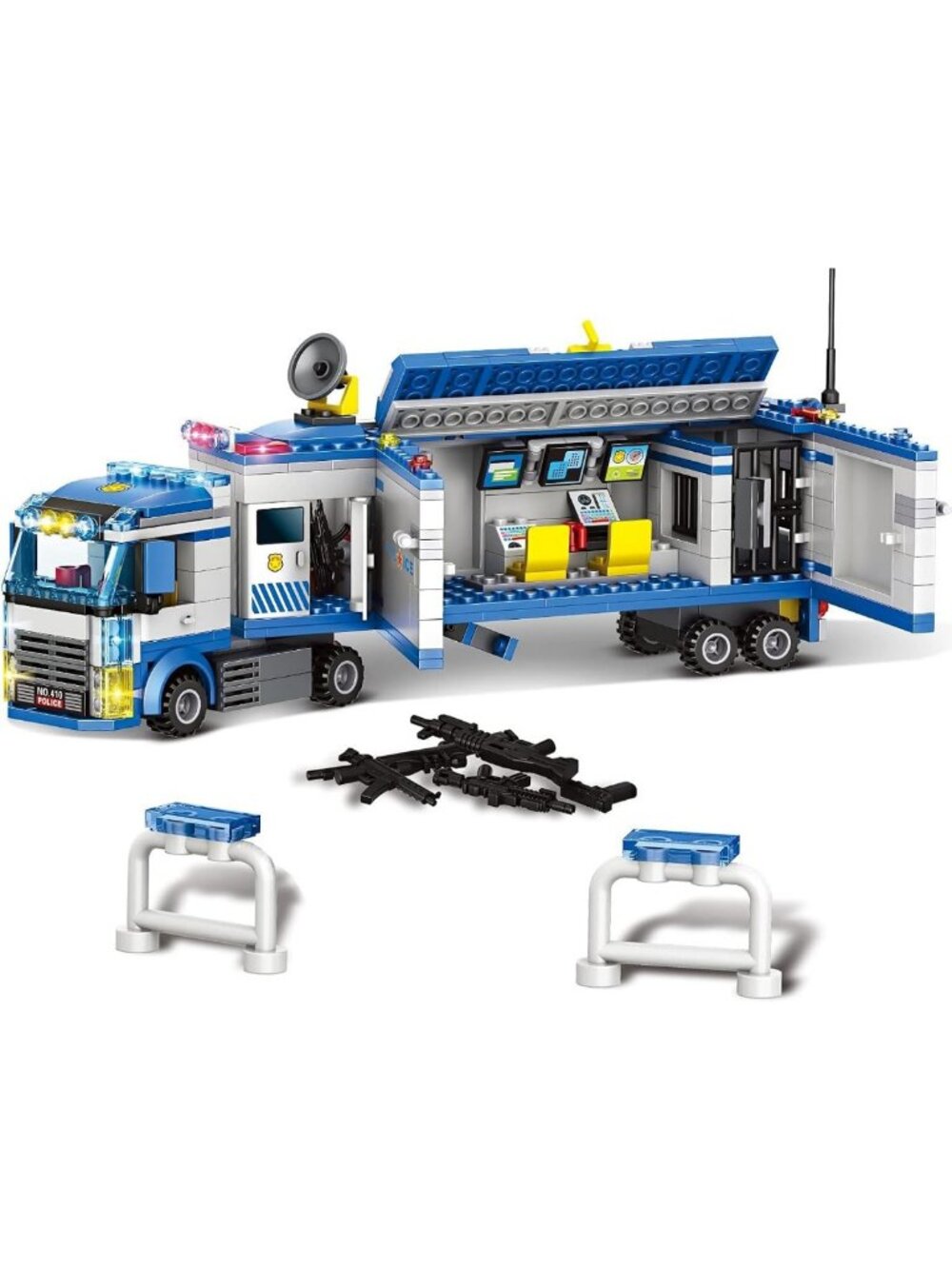Mobile Command Center Truck Building Blocks Set - Police Unit with Prison & Cop